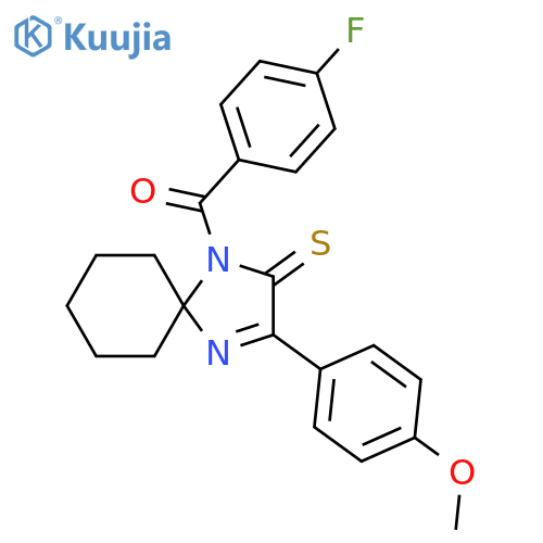 1-(4-fluorobenzoyl)-3-(4-methoxyphenyl)-1,4-diazaspiro4.5dec-3-ene-2-thione structure