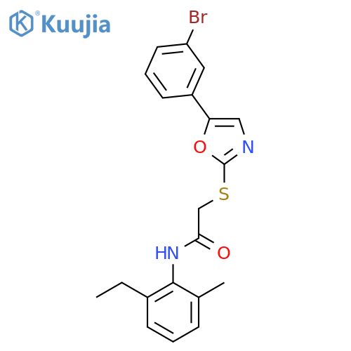 2-{[5-(3-bromophenyl)-1,3-oxazol-2-yl]sulfanyl}-N-(2-ethyl-6-methylphenyl)acetamide structure