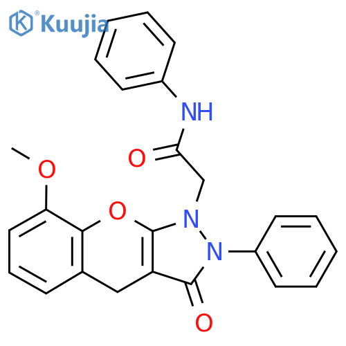 2-{8-methoxy-3-oxo-2-phenyl-1H,2H,3H,4H-chromeno2,3-cpyrazol-1-yl}-N-phenylacetamide structure