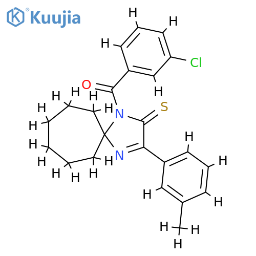 1-(3-Chlorobenzoyl)-3-(3-methylphenyl)-1,4-diazaspiro[4.6]undec-3-ene-2-thione structure