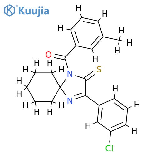 3-(3-Chlorophenyl)-1-(3-methylbenzoyl)-1,4-diazaspiro[4.5]dec-3-ene-2-thione structure