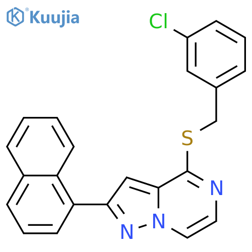 4-{[(3-chlorophenyl)methyl]sulfanyl}-2-(naphthalen-1-yl)pyrazolo[1,5-a]pyrazine structure