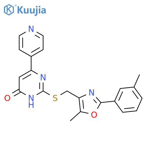 2-({[5-methyl-2-(3-methylphenyl)-1,3-oxazol-4-yl]methyl}sulfanyl)-6-(pyridin-4-yl)pyrimidin-4-ol structure