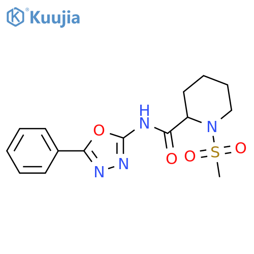 1-methanesulfonyl-N-(5-phenyl-1,3,4-oxadiazol-2-yl)piperidine-2-carboxamide structure