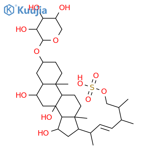 Ergost-22-ene-3,6,8,15,26-pentol; (3β,5α,6α,8β,15α,22E,24R,25S)-form, 26-Sulfate, 3-O-β-D-xylopyranoside structure