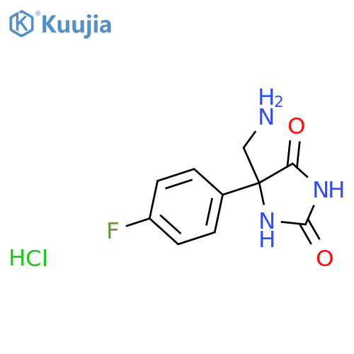 5-(Aminomethyl)-5-(4-fluorophenyl)imidazolidine-2,4-dione hydrochloride structure