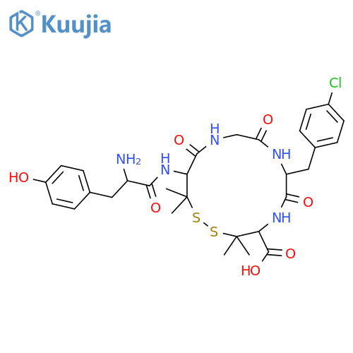 (D-Pen 2,p-chloro-Phe4,D-Pen 5)-Enkephalin H-Tyr-D-Pen-Gly-p-chloro-Phe-D-Pen-OH (Disulfide Bond) structure