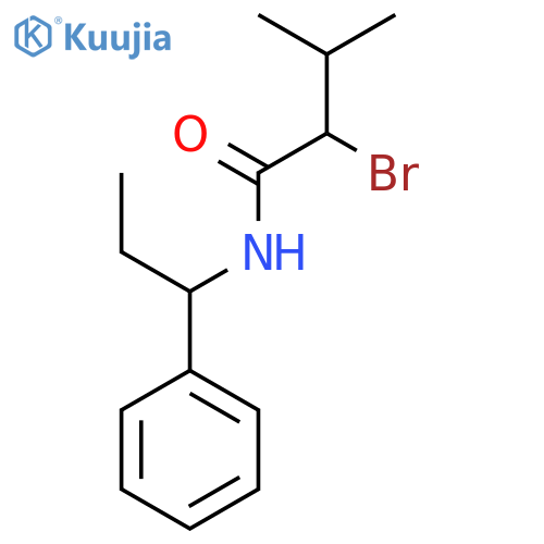 2-bromo-3-methyl-N-(1-phenylpropyl)butanamide structure