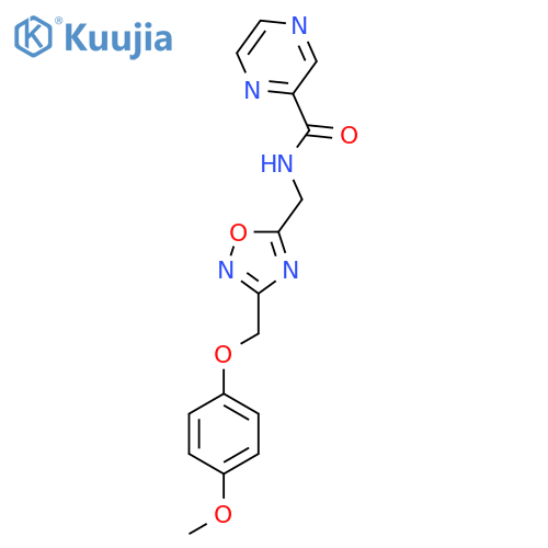 N-({3-(4-methoxyphenoxy)methyl-1,2,4-oxadiazol-5-yl}methyl)pyrazine-2-carboxamide structure