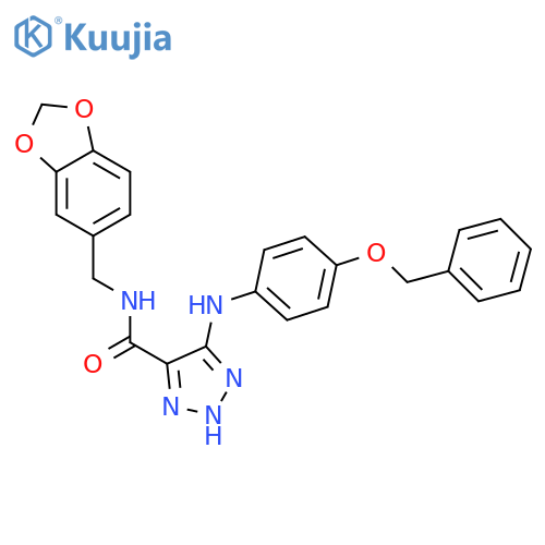 N-[(2H-1,3-benzodioxol-5-yl)methyl]-5-{[4-(benzyloxy)phenyl]amino}-1H-1,2,3-triazole-4-carboxamide structure