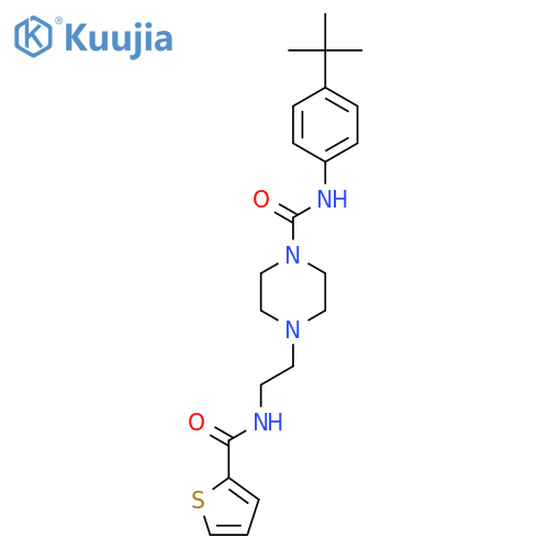 N-(4-tert-butylphenyl)-4-{2-(thiophen-2-yl)formamidoethyl}piperazine-1-carboxamide structure