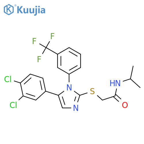 2-[5-(3,4-dichlorophenyl)-1-[3-(trifluoromethyl)phenyl]imidazol-2-yl]sulfanyl-N-propan-2-ylacetamide structure
