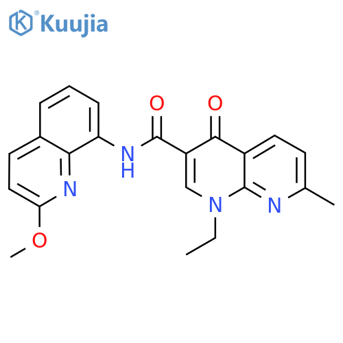 1-ethyl-N-(2-methoxyquinolin-8-yl)-7-methyl-4-oxo-1,4-dihydro-1,8-naphthyridine-3-carboxamide structure