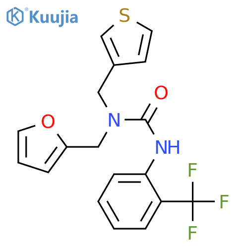 3-(furan-2-yl)methyl-3-(thiophen-3-yl)methyl-1-2-(trifluoromethyl)phenylurea structure