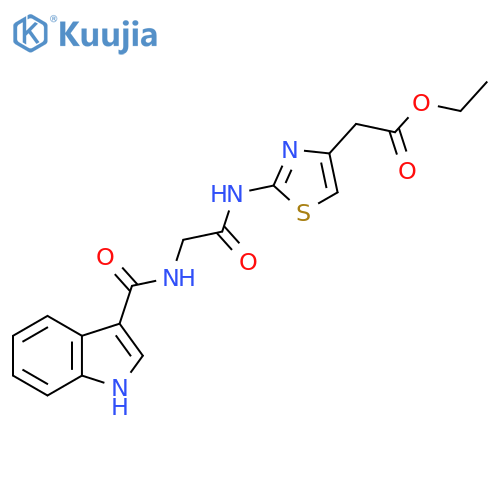 ethyl 2-(2-{2-(1H-indol-3-yl)formamidoacetamido}-1,3-thiazol-4-yl)acetate structure