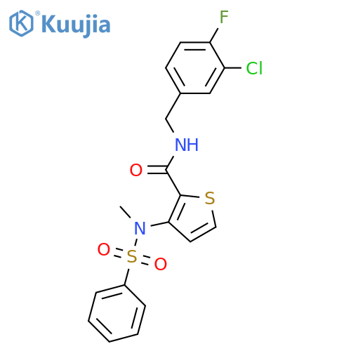 N-[(3-chloro-4-fluorophenyl)methyl]-3-(N-methylbenzenesulfonamido)thiophene-2-carboxamide structure