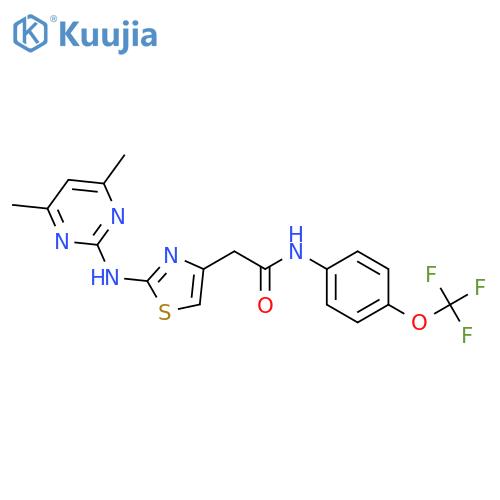 2-{2-(4,6-dimethylpyrimidin-2-yl)amino-1,3-thiazol-4-yl}-N-4-(trifluoromethoxy)phenylacetamide structure