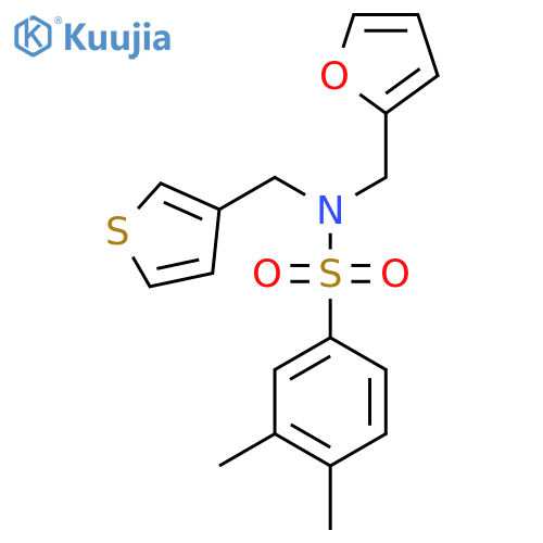 N-(furan-2-yl)methyl-3,4-dimethyl-N-(thiophen-3-yl)methylbenzene-1-sulfonamide structure