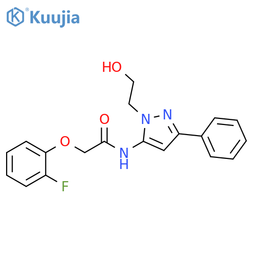 2-(2-fluorophenoxy)-N-1-(2-hydroxyethyl)-3-phenyl-1H-pyrazol-5-ylacetamide structure