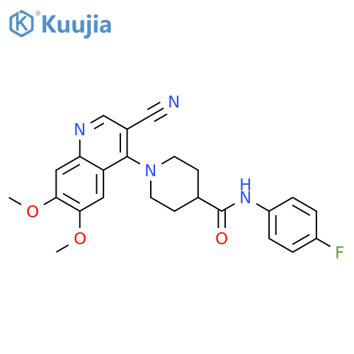 1-(3-cyano-6,7-dimethoxyquinolin-4-yl)-N-(4-fluorophenyl)piperidine-4-carboxamide structure