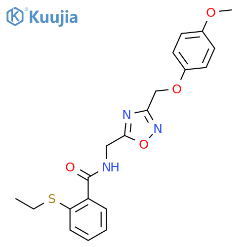 2-(ethylsulfanyl)-N-({3-(4-methoxyphenoxy)methyl-1,2,4-oxadiazol-5-yl}methyl)benzamide structure