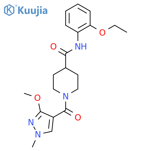 N-(2-ethoxyphenyl)-1-(3-methoxy-1-methyl-1H-pyrazole-4-carbonyl)piperidine-4-carboxamide structure