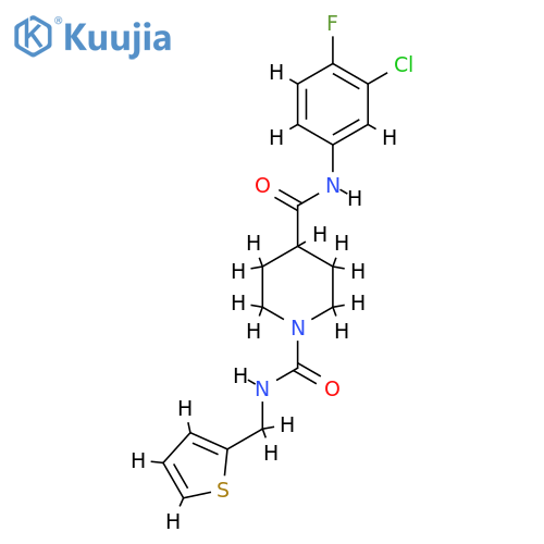 N4-(3-chloro-4-fluorophenyl)-N1-(thiophen-2-yl)methylpiperidine-1,4-dicarboxamide structure