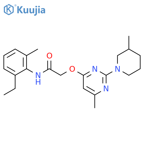 N-(2-ethyl-6-methylphenyl)-2-{[6-methyl-2-(3-methylpiperidin-1-yl)pyrimidin-4-yl]oxy}acetamide structure