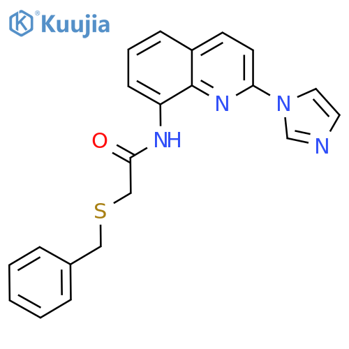 2-(benzylsulfanyl)-N-2-(1H-imidazol-1-yl)quinolin-8-ylacetamide structure