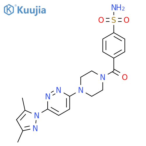 4-{4-6-(3,5-dimethyl-1H-pyrazol-1-yl)pyridazin-3-ylpiperazine-1-carbonyl}benzene-1-sulfonamide structure
