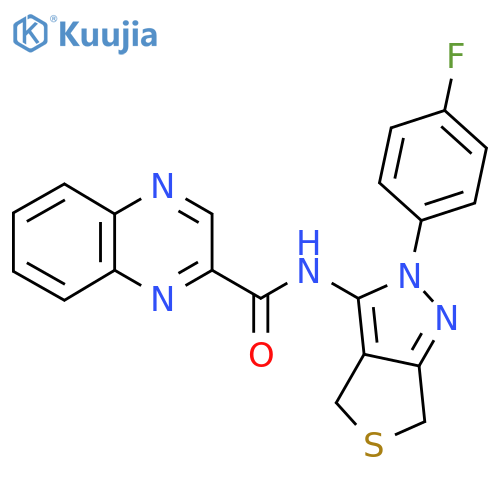 N-2-(4-fluorophenyl)-2H,4H,6H-thieno3,4-cpyrazol-3-ylquinoxaline-2-carboxamide structure