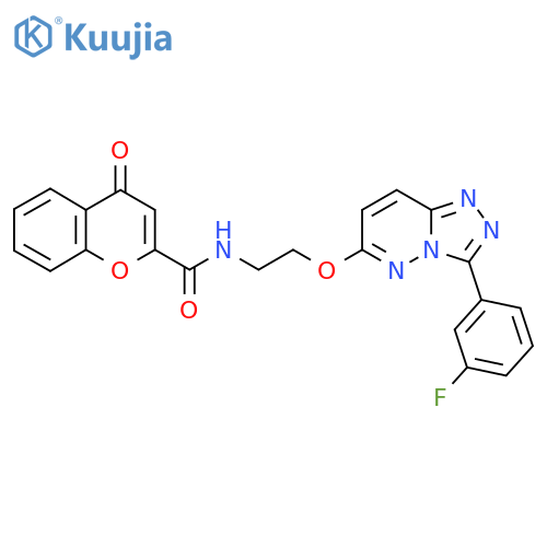 N-(2-{3-(3-fluorophenyl)-1,2,4triazolo4,3-bpyridazin-6-yloxy}ethyl)-4-oxo-4H-chromene-2-carboxamide structure