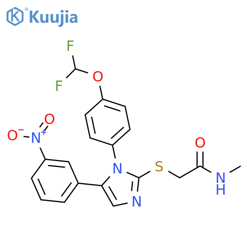 2-({1-[4-(difluoromethoxy)phenyl]-5-(3-nitrophenyl)-1H-imidazol-2-yl}sulfanyl)-N-methylacetamide structure