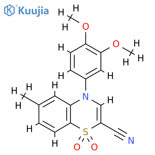 4-(3,4-dimethoxyphenyl)-6-methyl-1,1-dioxo-4H-1lambda6,4-benzothiazine-2-carbonitrile structure