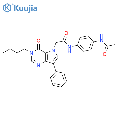 2-{3-butyl-4-oxo-7-phenyl-3H,4H,5H-pyrrolo[3,2-d]pyrimidin-5-yl}-N-(4-acetamidophenyl)acetamide structure