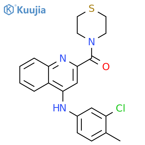 N-(3-chloro-4-methylphenyl)-2-(thiomorpholine-4-carbonyl)quinolin-4-amine structure