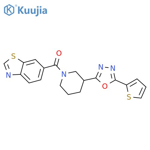 6-{3-[5-(thiophen-2-yl)-1,3,4-oxadiazol-2-yl]piperidine-1-carbonyl}-1,3-benzothiazole structure
