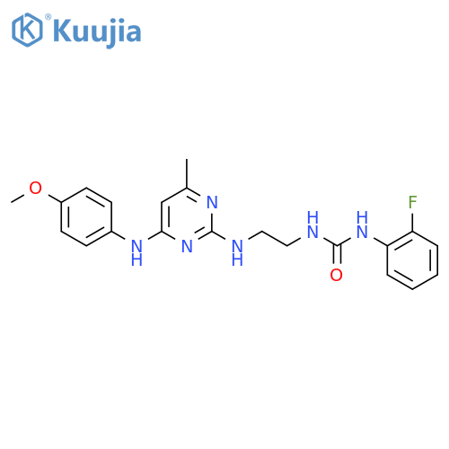 1-(2-fluorophenyl)-3-2-({4-(4-methoxyphenyl)amino-6-methylpyrimidin-2-yl}amino)ethylurea structure
