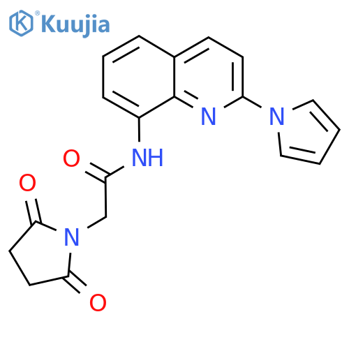 2-(2,5-dioxopyrrolidin-1-yl)-N-2-(1H-pyrrol-1-yl)quinolin-8-ylacetamide structure