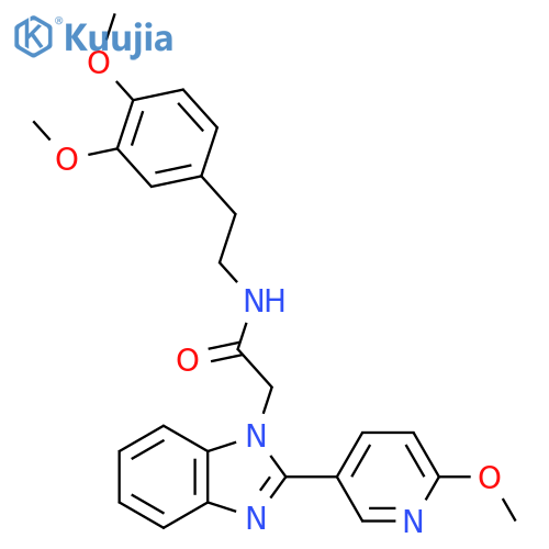 N-2-(3,4-dimethoxyphenyl)ethyl-2-2-(6-methoxypyridin-3-yl)-1H-1,3-benzodiazol-1-ylacetamide structure