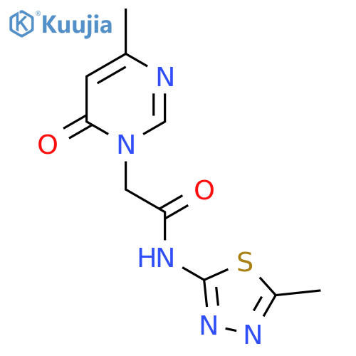 N-(5-methyl-1,3,4-thiadiazol-2-yl)-2-(4-methyl-6-oxo-1,6-dihydropyrimidin-1-yl)acetamide structure