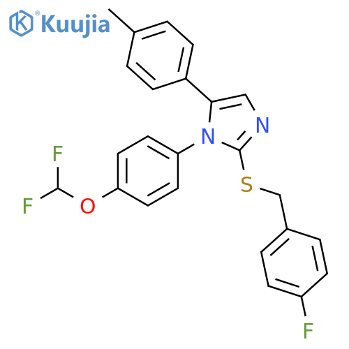 1-[4-(difluoromethoxy)phenyl]-2-{[(4-fluorophenyl)methyl]sulfanyl}-5-(4-methylphenyl)-1H-imidazole structure