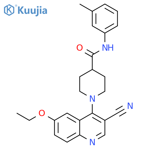 1-(3-cyano-6-ethoxyquinolin-4-yl)-N-(3-methylphenyl)piperidine-4-carboxamide structure