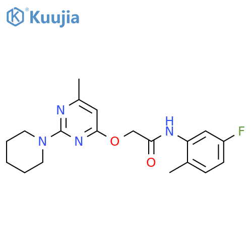 N-(5-fluoro-2-methylphenyl)-2-{[6-methyl-2-(piperidin-1-yl)pyrimidin-4-yl]oxy}acetamide structure