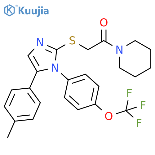 2-[5-(4-methylphenyl)-1-[4-(trifluoromethoxy)phenyl]imidazol-2-yl]sulfanyl-1-piperidin-1-ylethanone structure