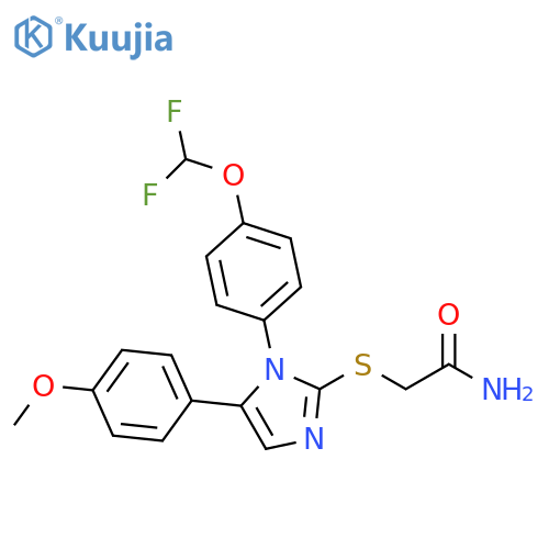 2-({1-[4-(difluoromethoxy)phenyl]-5-(4-methoxyphenyl)-1H-imidazol-2-yl}sulfanyl)acetamide structure