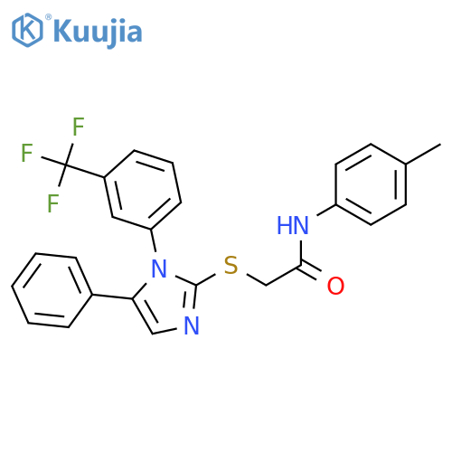N-(4-methylphenyl)-2-({5-phenyl-1-[3-(trifluoromethyl)phenyl]-1H-imidazol-2-yl}sulfanyl)acetamide structure