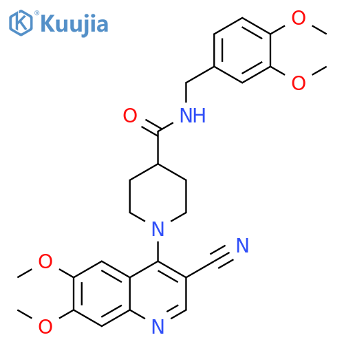1-(3-cyano-6,7-dimethoxyquinolin-4-yl)-N-[(3,4-dimethoxyphenyl)methyl]piperidine-4-carboxamide structure