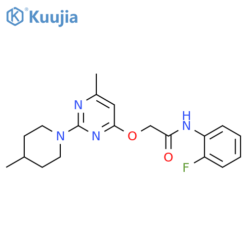 N-(2-fluorophenyl)-2-{[6-methyl-2-(4-methylpiperidin-1-yl)pyrimidin-4-yl]oxy}acetamide structure