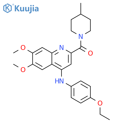 N-(4-ethoxyphenyl)-6,7-dimethoxy-2-(4-methylpiperidine-1-carbonyl)quinolin-4-amine structure